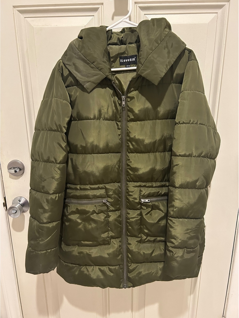 iLoveSIA Olive Green Puffer Jacket with Hood US 10